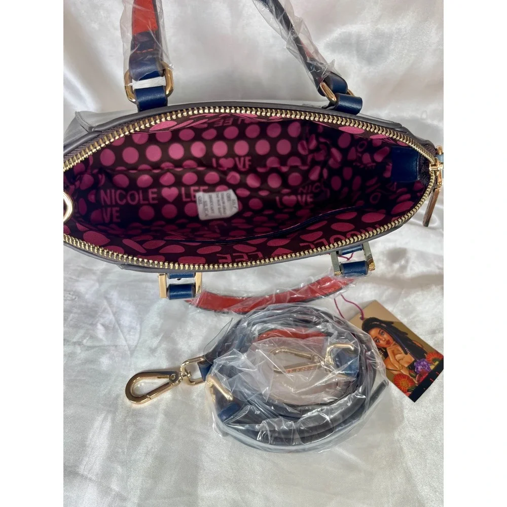 Nicole Lee Santorini Satchel Women Medium Navy Blue Graphic Crossbody Strap